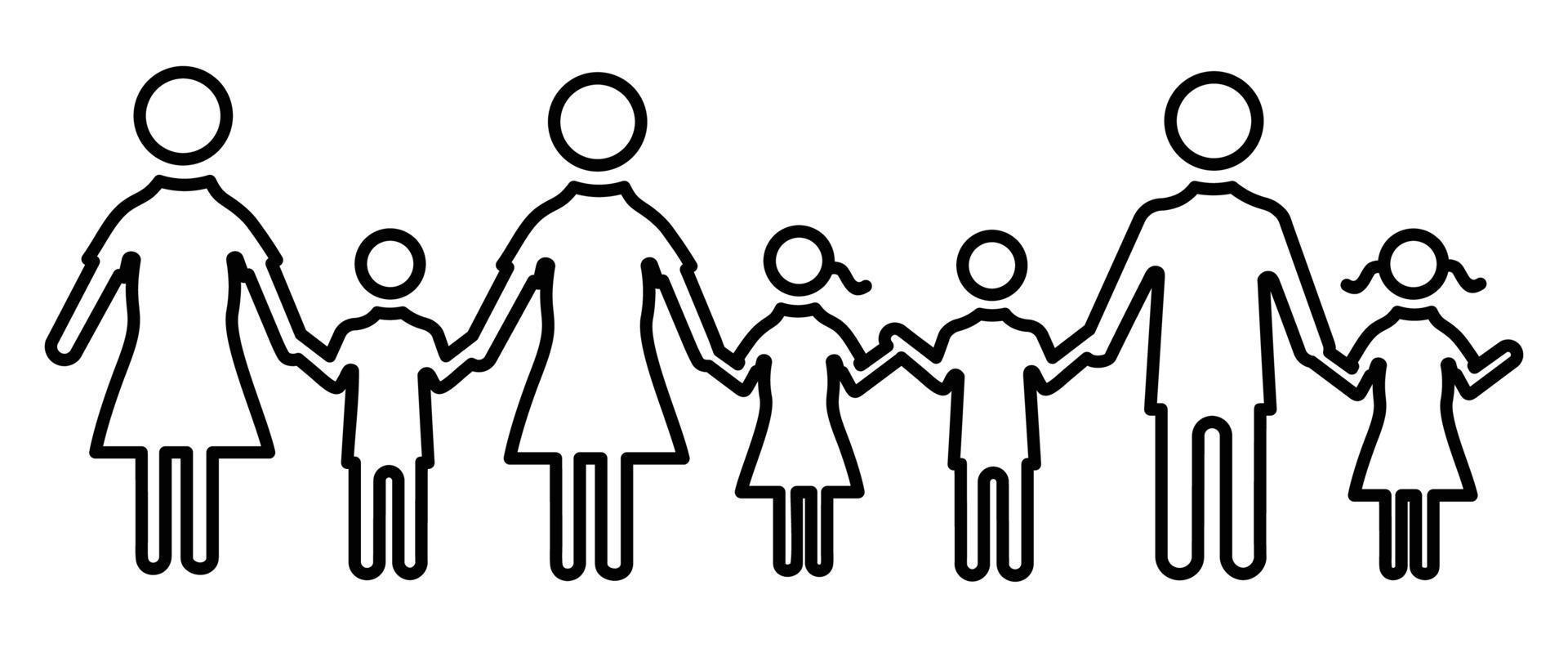 conjunto de iconos de la familia. mujer, hombre, pareja, hijos, hijo, hija. Conjunto de iconos de familia plana. vector