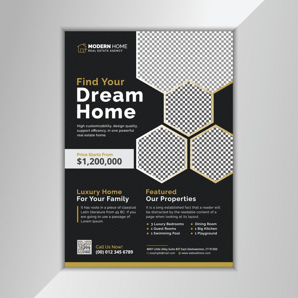 Real Estate Flyer Template Download Example Sample, Creative Property Realtor Flyer Design Vector Layout