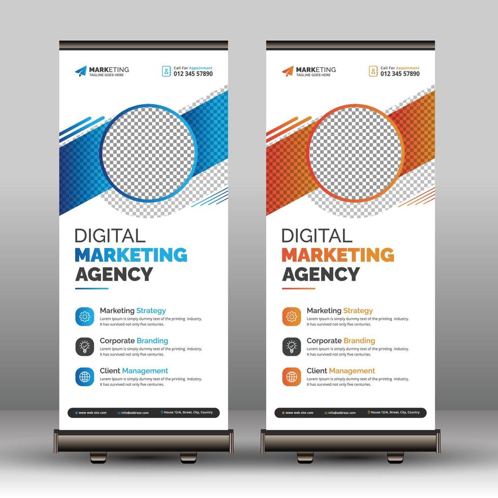 Corporate Roll Up Banner Standee X Banner Template Design Download Example Sample, Modern Unique Pull Up Banner Layout vector