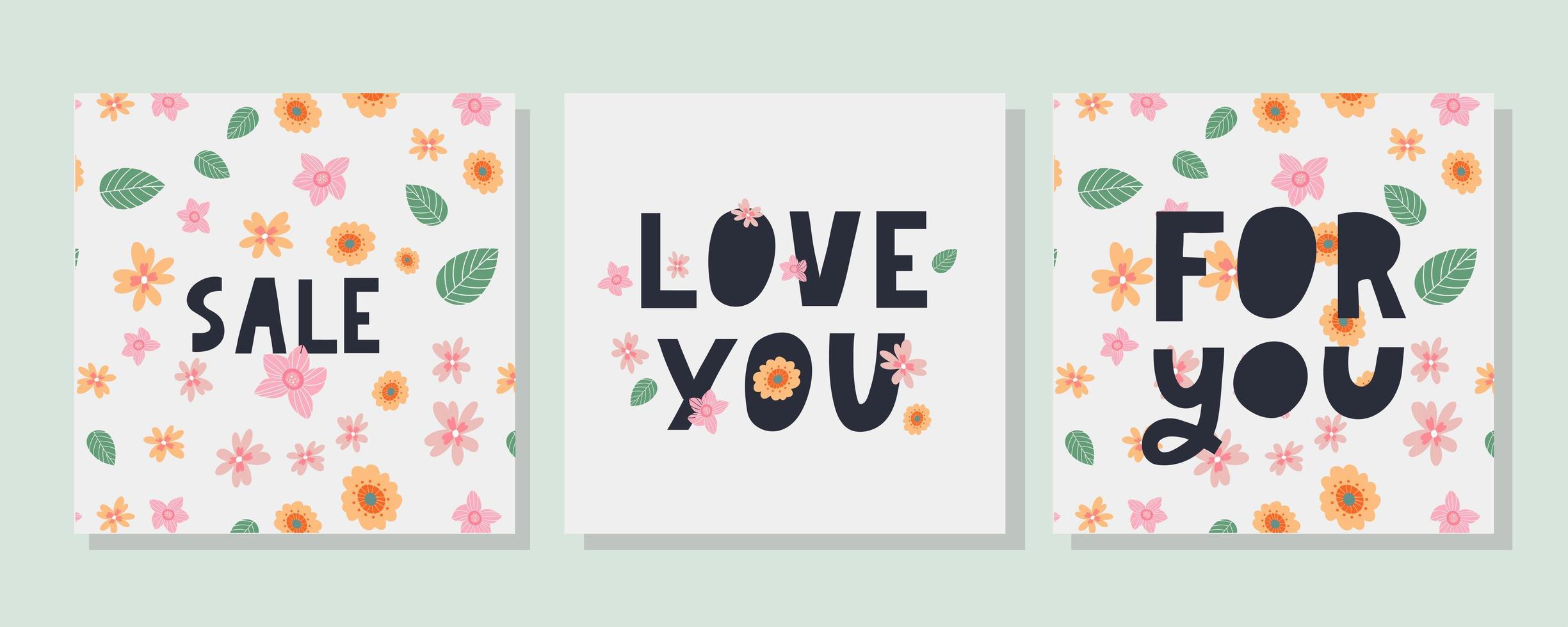 For you text lettering Valentine's day banner with flowers sale vector