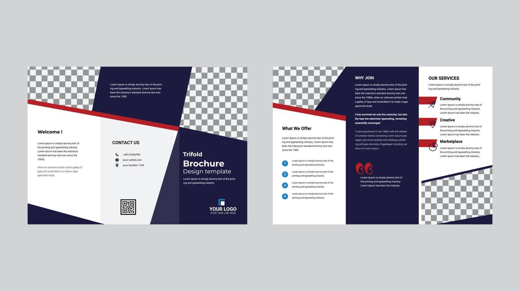 Abstract trifold brochure template vector