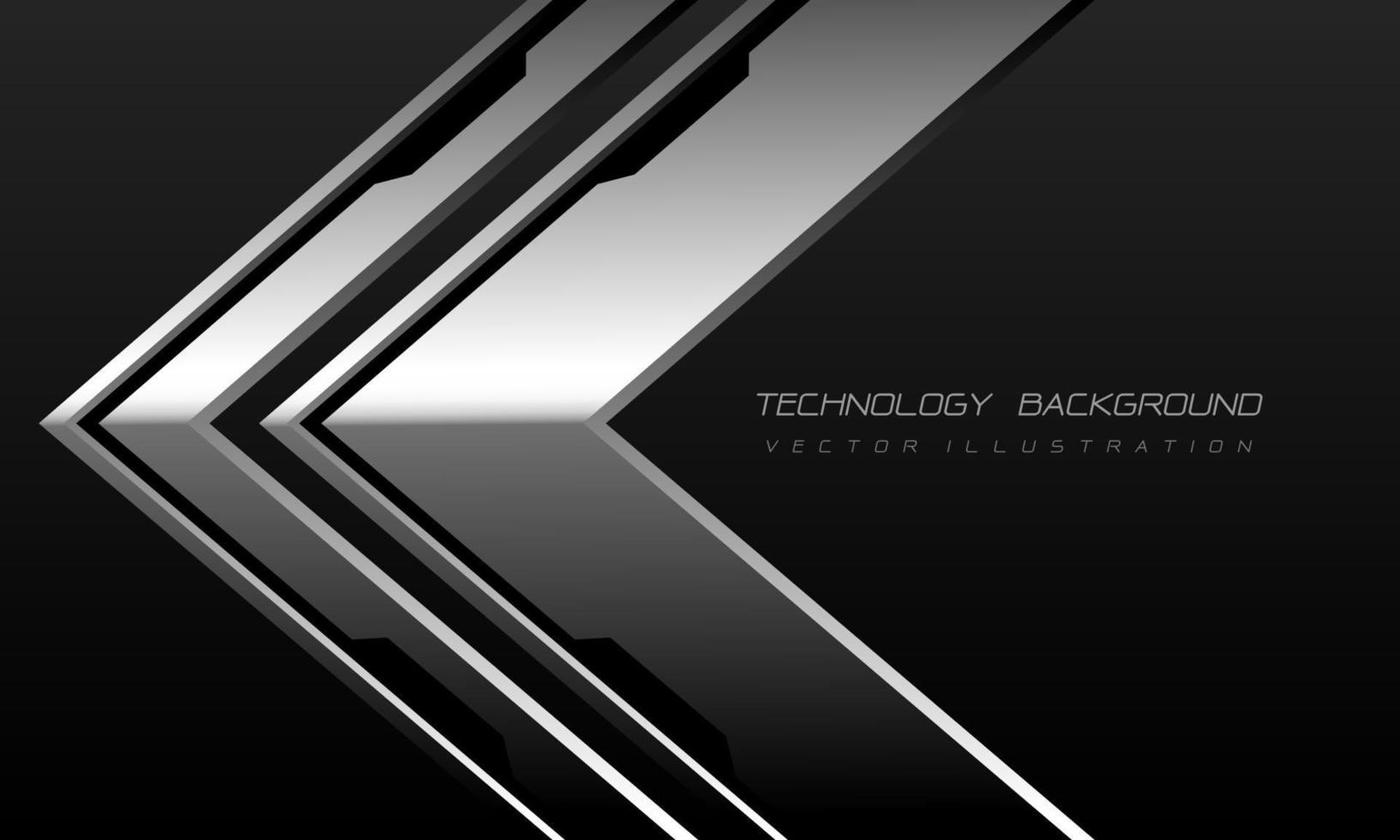 Abstract silver arrow cyber technology on black design modern futuristic background vector