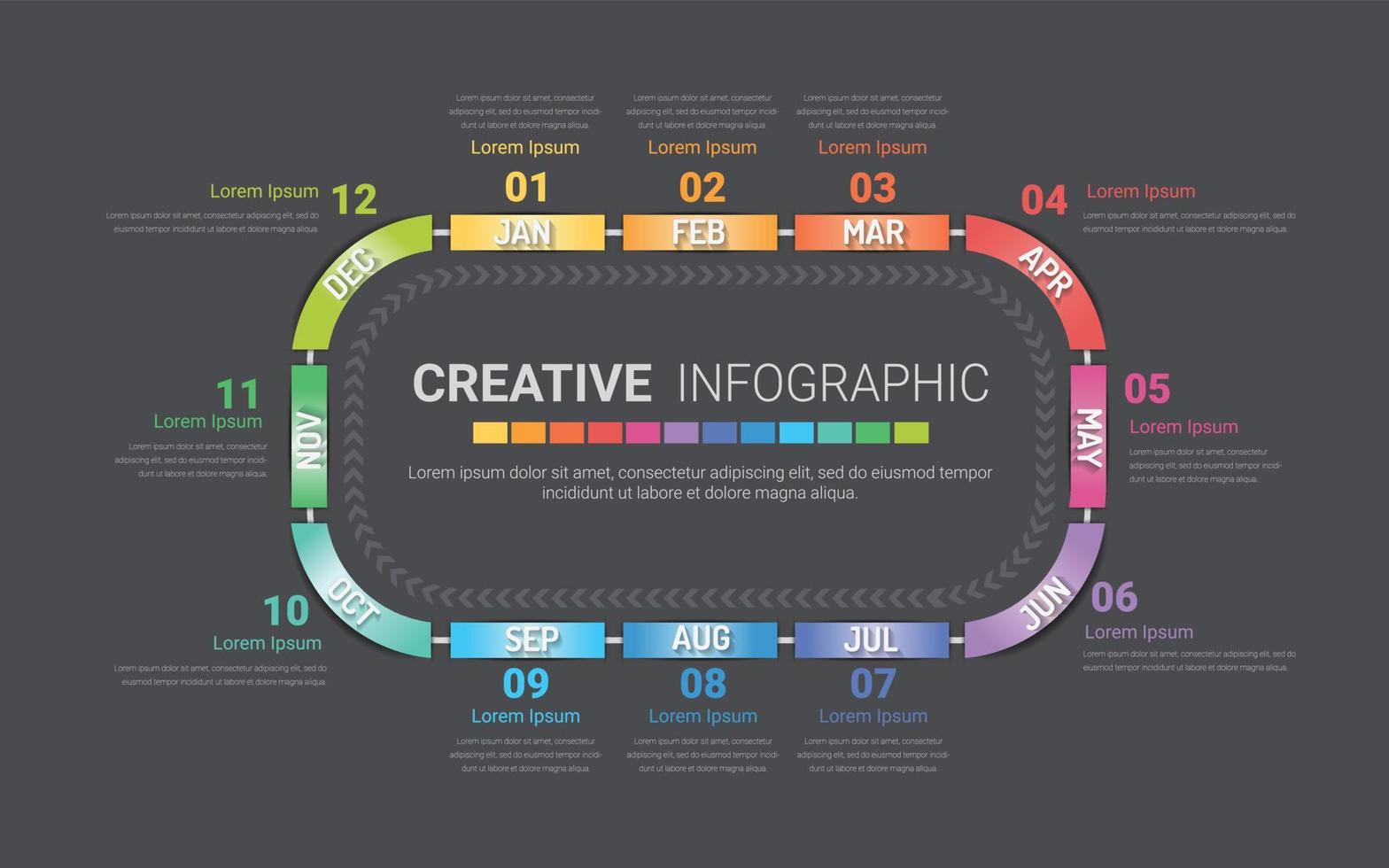 Circle Infographic for 12 months vector