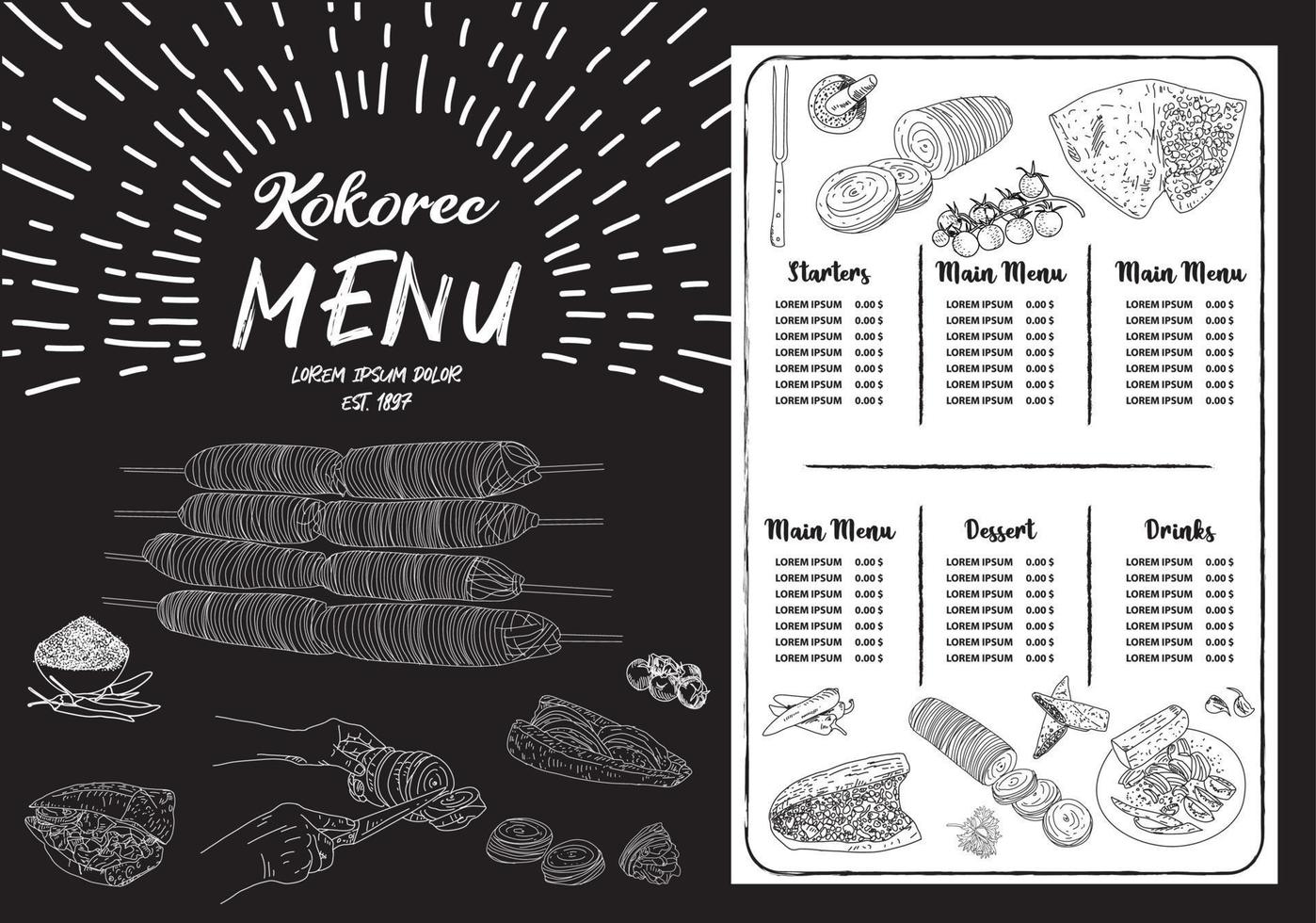 Kokorec hand drawn vector design.