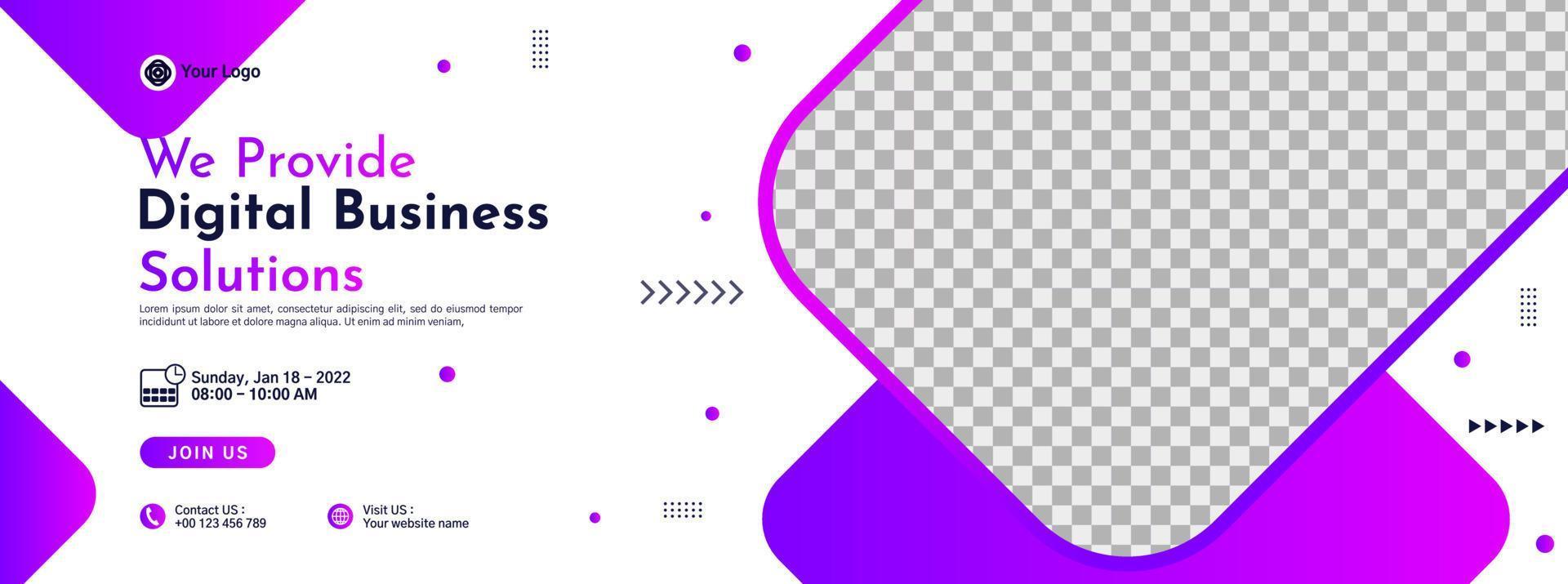 Business conference banner template design for webinar, marketing, online class program, etc vector