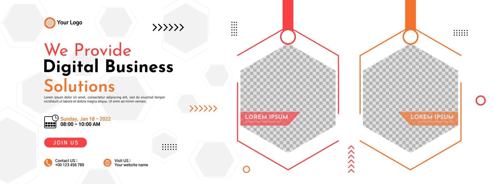 Business conference banner template design for webinar, marketing, online class program, etc vector