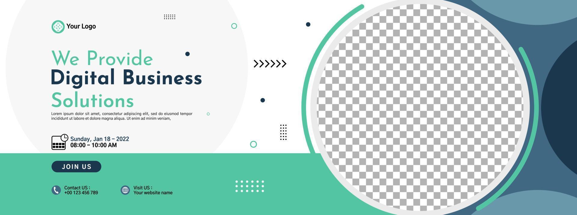 Business conference banner template design for webinar, marketing, online class program, etc vector