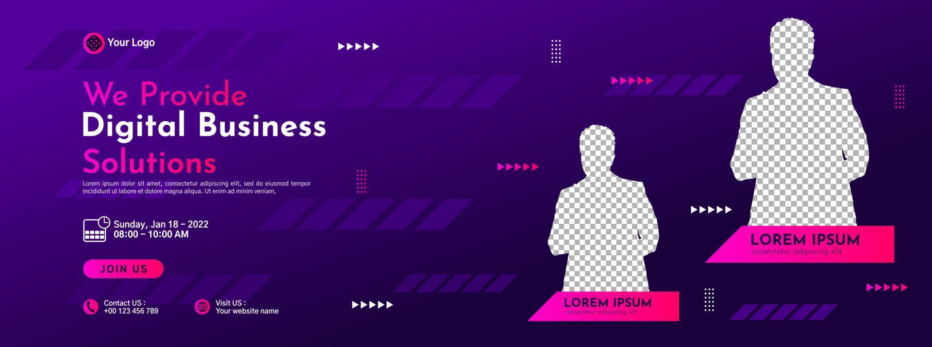 Business conference banner template design for webinar, marketing, online class program, etc vector
