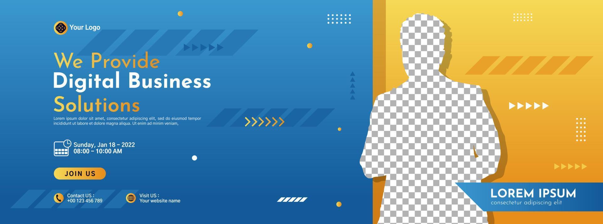 Business conference banner template design for webinar, marketing, online class program, etc vector