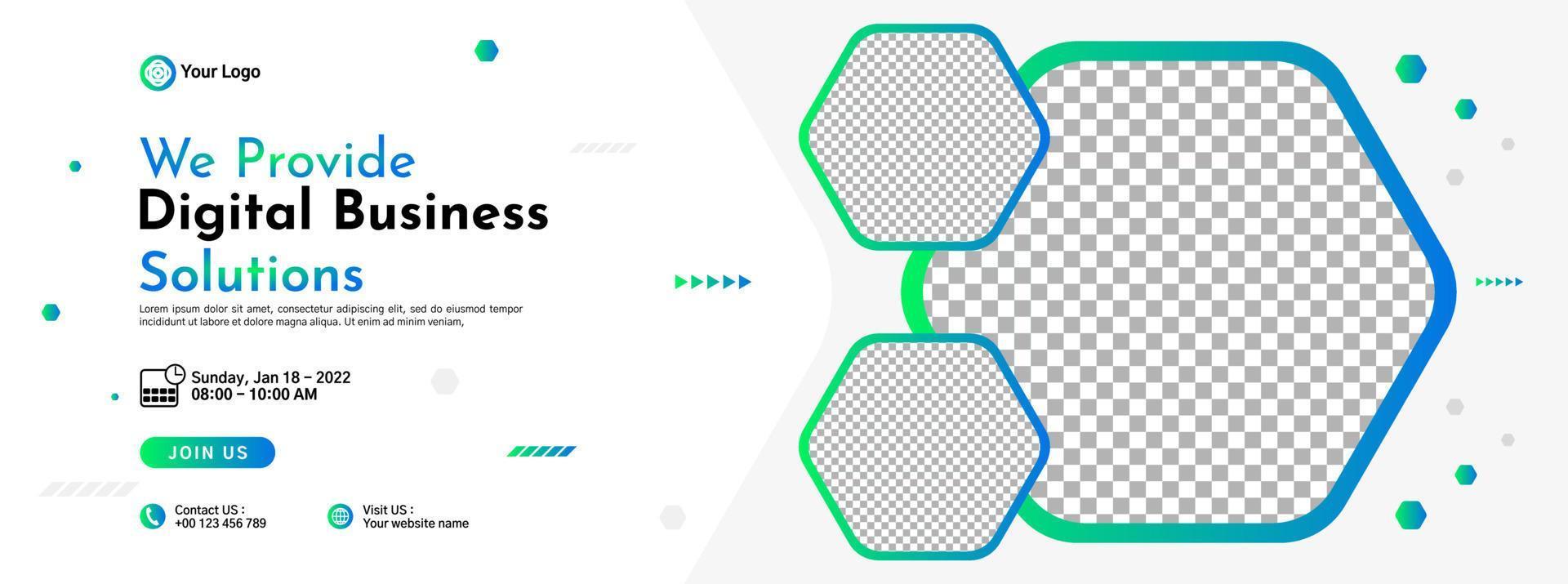 Business conference banner template design for webinar, marketing, online class program, etc vector