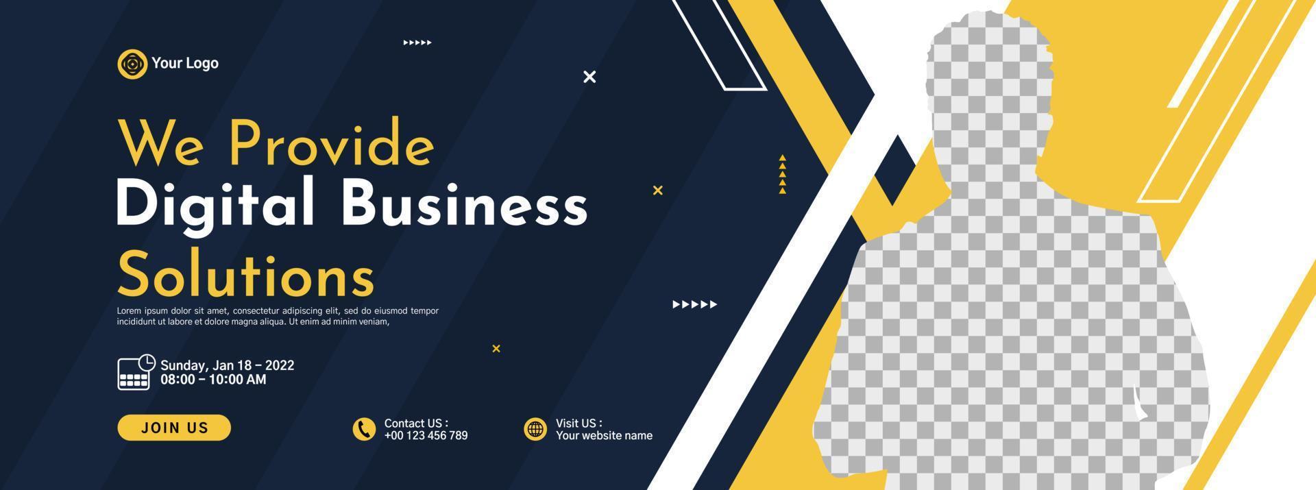 Business conference banner template design for webinar, marketing, online class program, etc vector