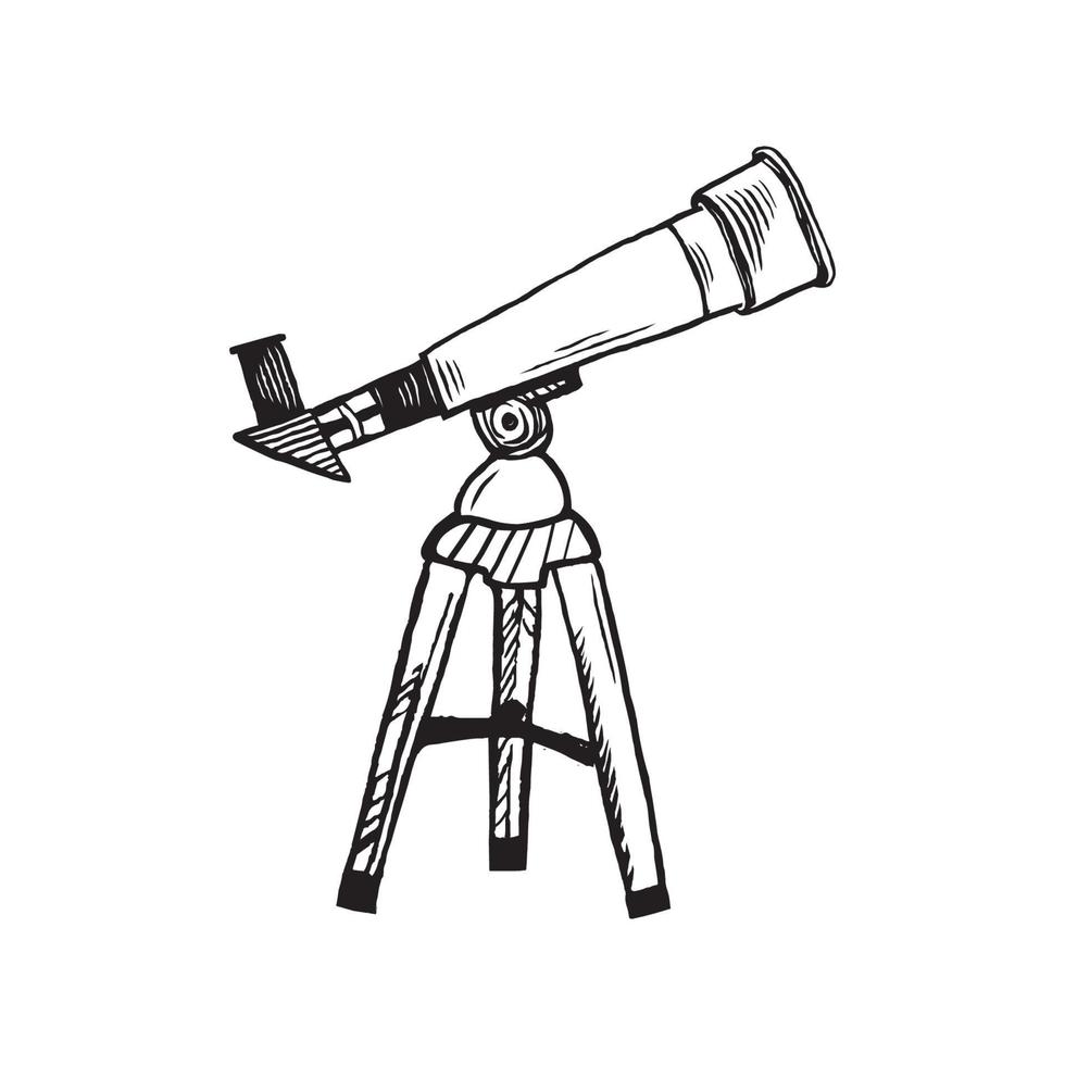 telescopio dibujado a mano arte vectorial vector