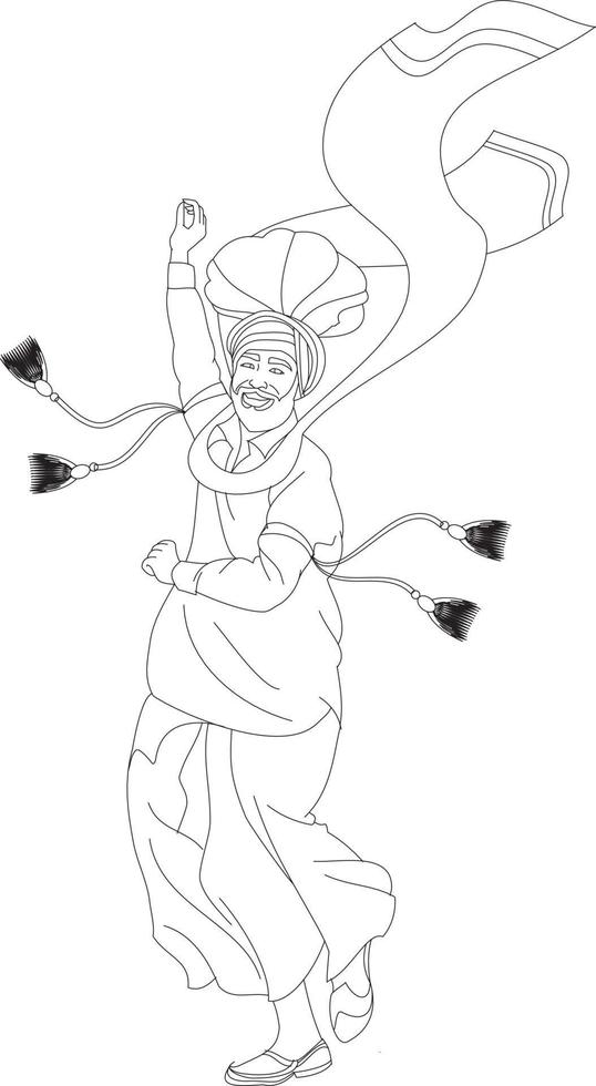 Punjabi bhangra dancer in harvest festival Lohari, vector illustration