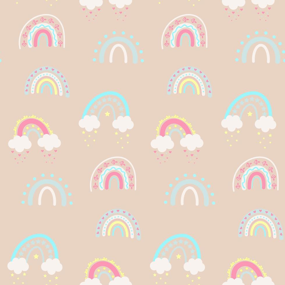 Seamless vector pattern with boho rainbows.
