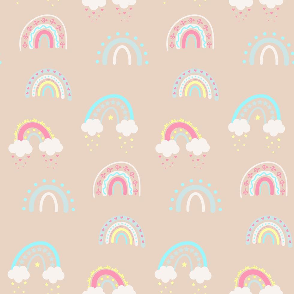 Seamless vector pattern with boho rainbows.