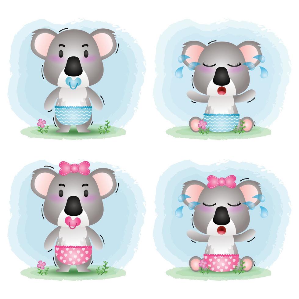 cute baby koala collection in the children's style vector