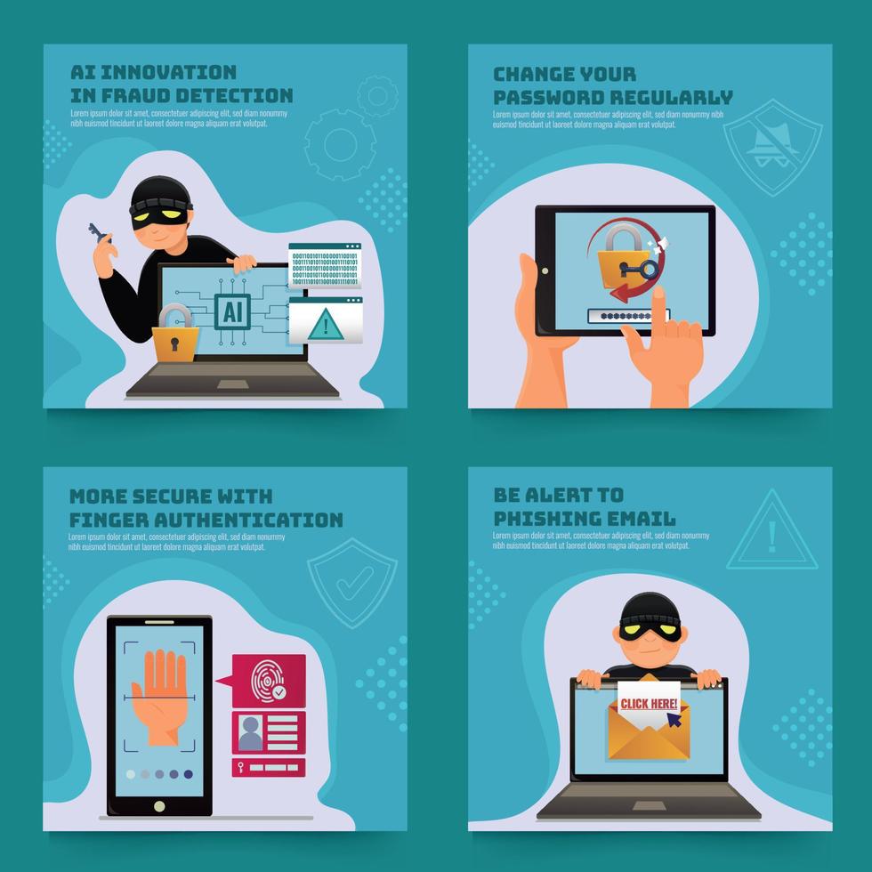 Online Fraud Intervention Step Social Media Post vector