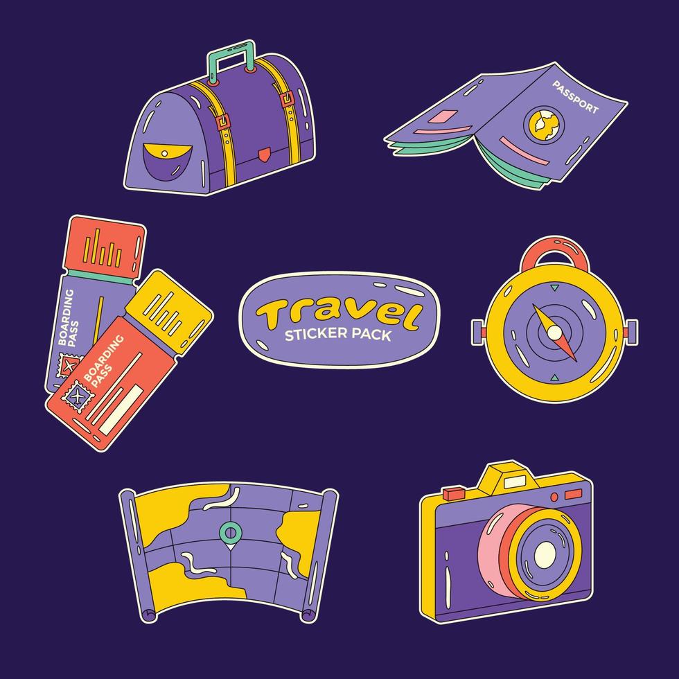 Travel Element Sticker Pack vector