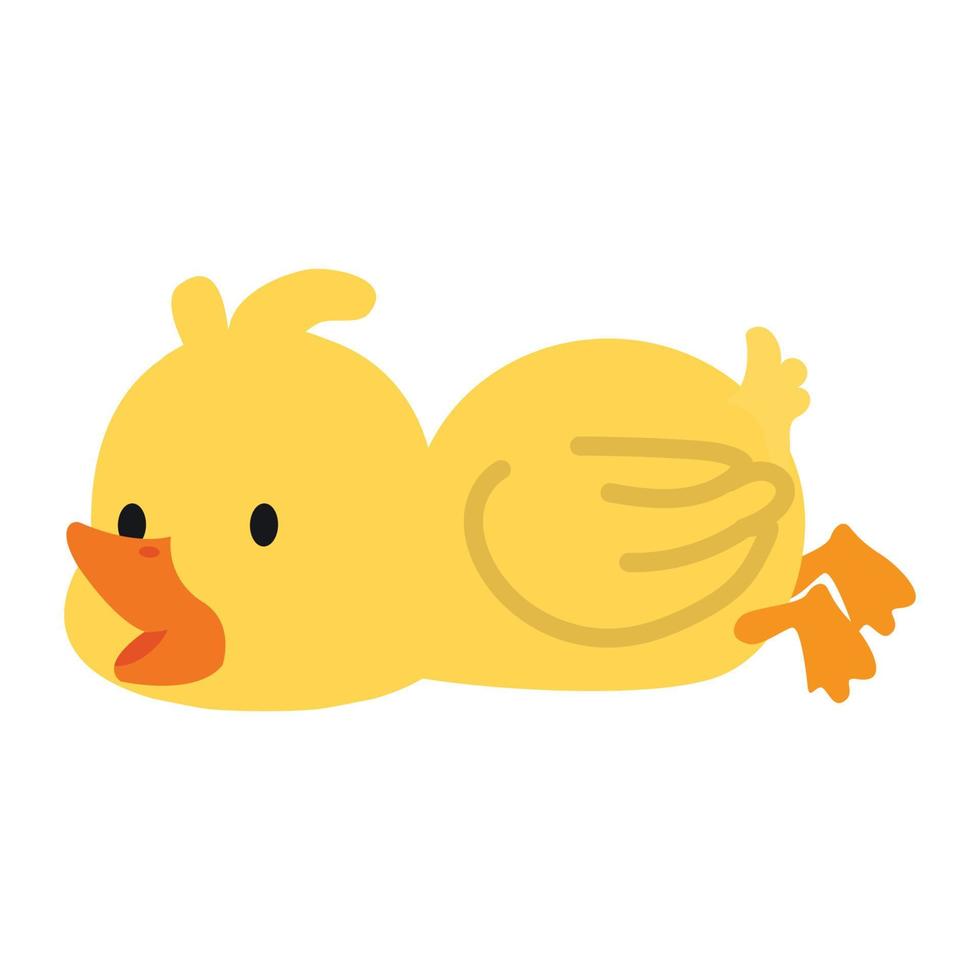 Cute little  yellow Duck sleep flat vector
