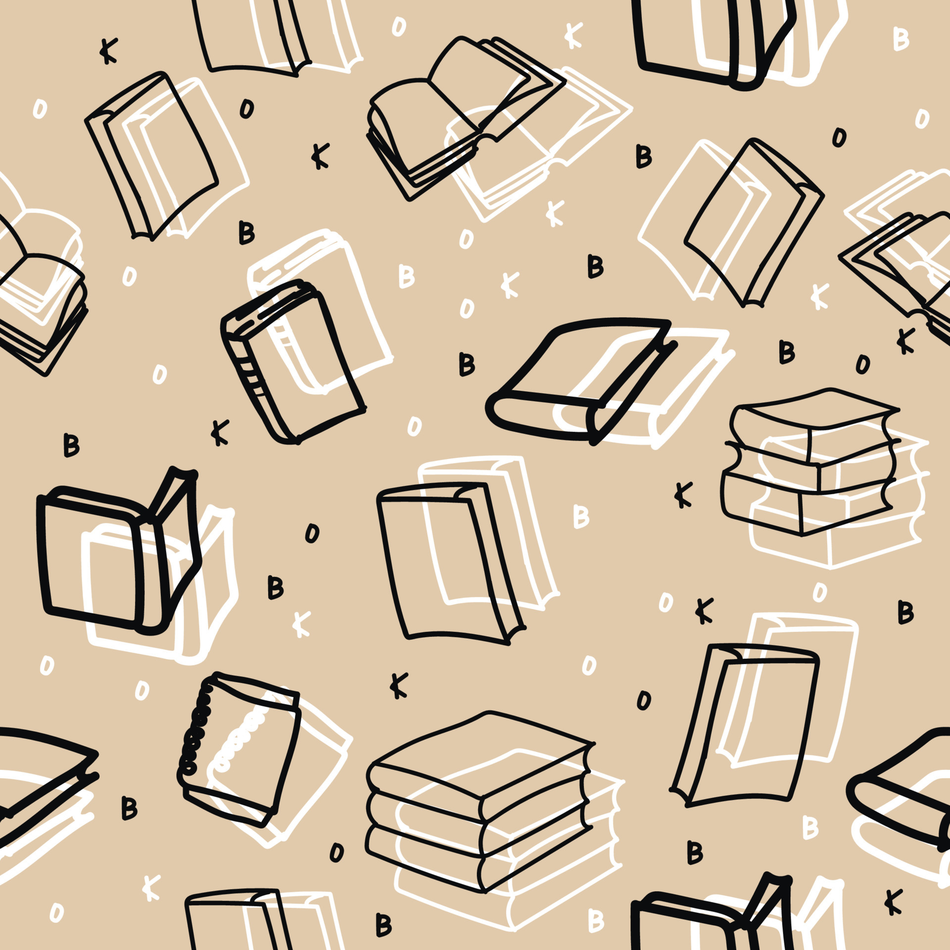 Hand drawn doodle books background Seamless pattern 5186614 Vector Art