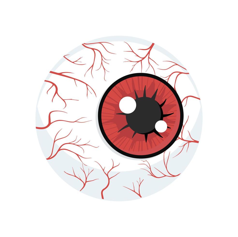 Big red blood eye ball icon vector