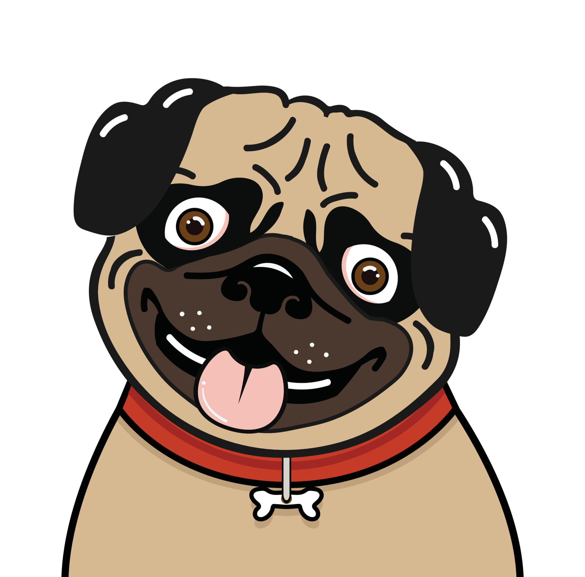 Portrait of a Pug dog vector 5186616 Vector Art at Vecteezy