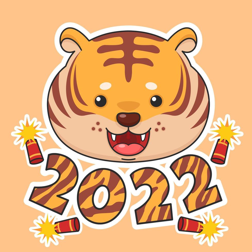 Cute Chinese New Year Tiger And Firecracker vector