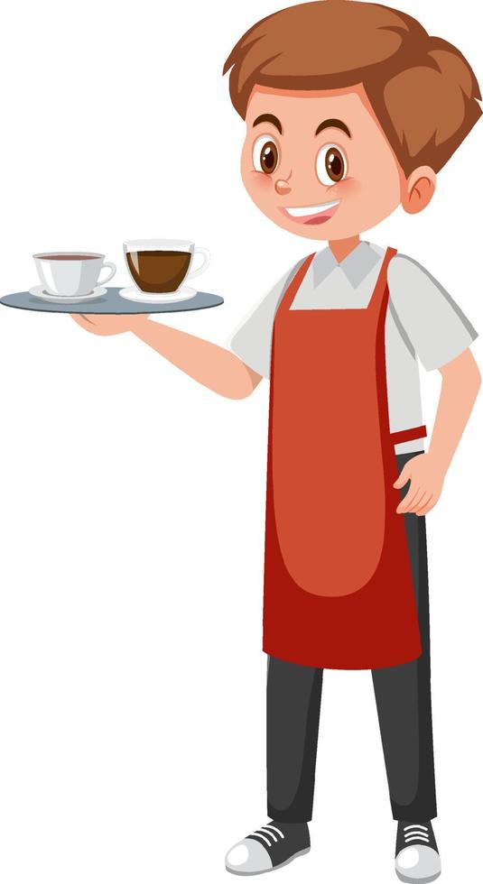 un personaje de dibujos animados de hombre de café sobre fondo blanco vector