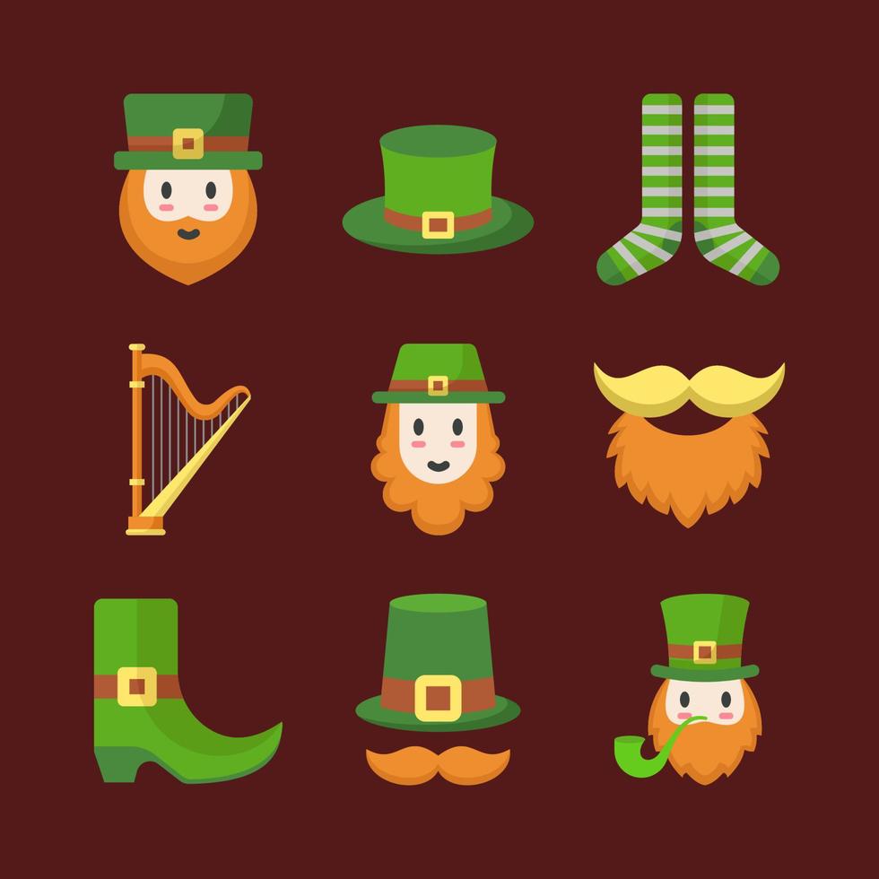 paquete de iconos de duende del día de san patricio vector