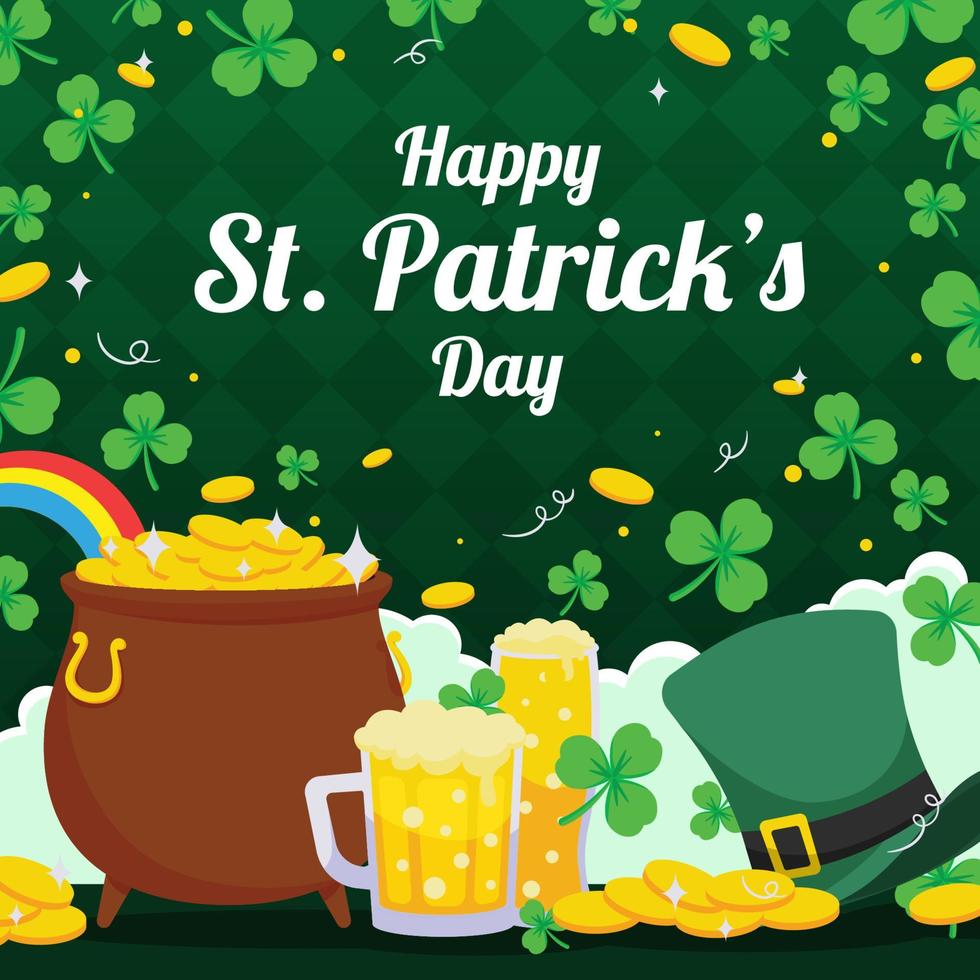 St. Patrick's Day with Falling Clover Leaves vector