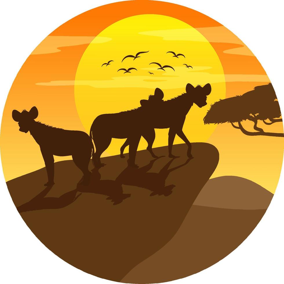 Hyena silhouette in savanna forest vector