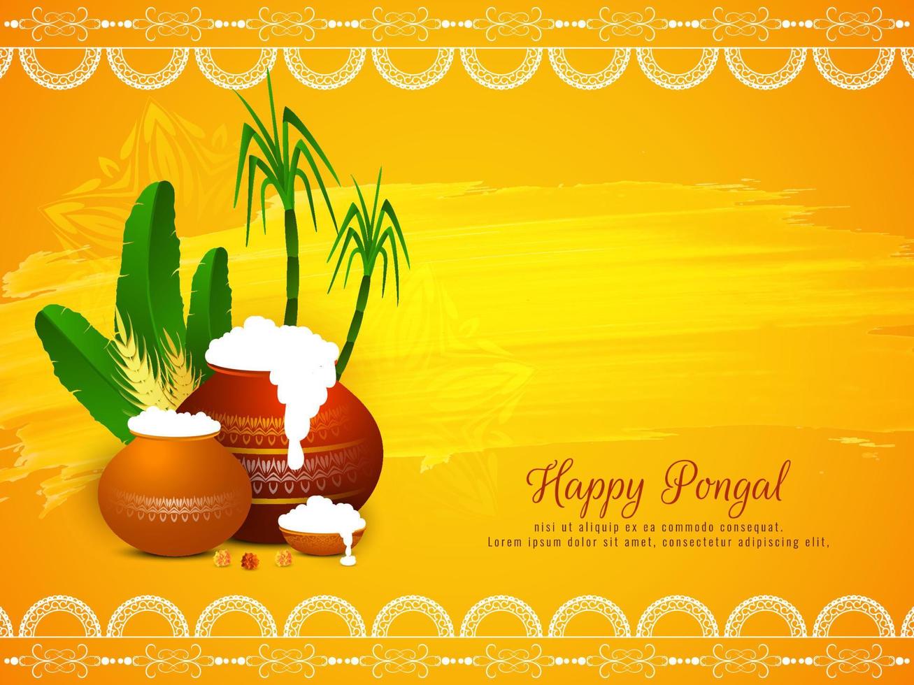 Happy pongal traditional festival celebration background design vector