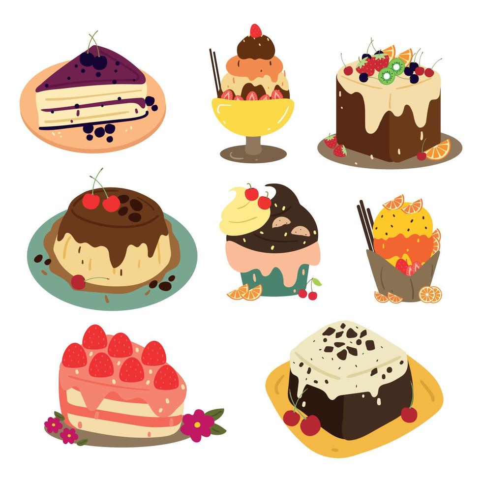 cartoon dessert sticker set vector