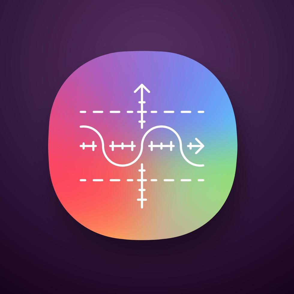 Function graph app icon. Duplicate function. Sinusoid. Sine curve. Diagram. Math graph. Acoustic, light wave. UI UX user interface. Web or mobile application. Vector isolated illustration