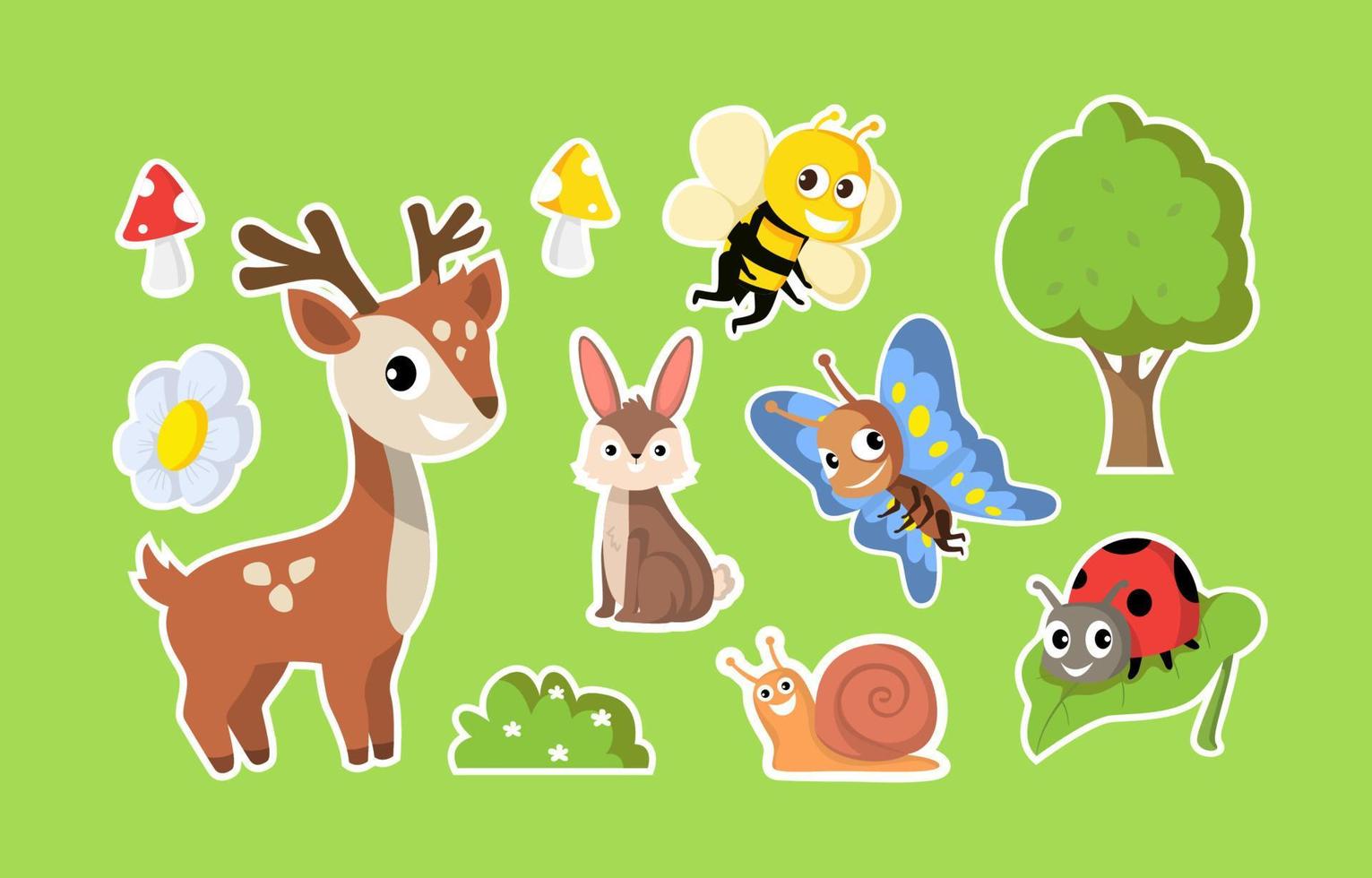 Spring Animal Stickers Collection vector