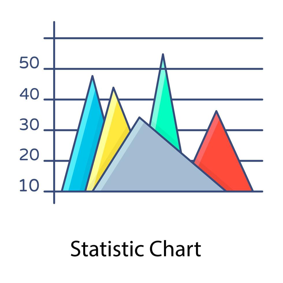 representación gráfica de datos, icono de concepto de esquema plano de gráfico estadístico vector