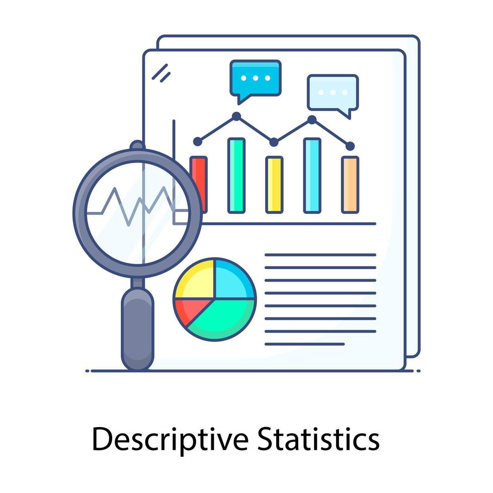 Descriptive flat outline vector showing, summarize characteristics