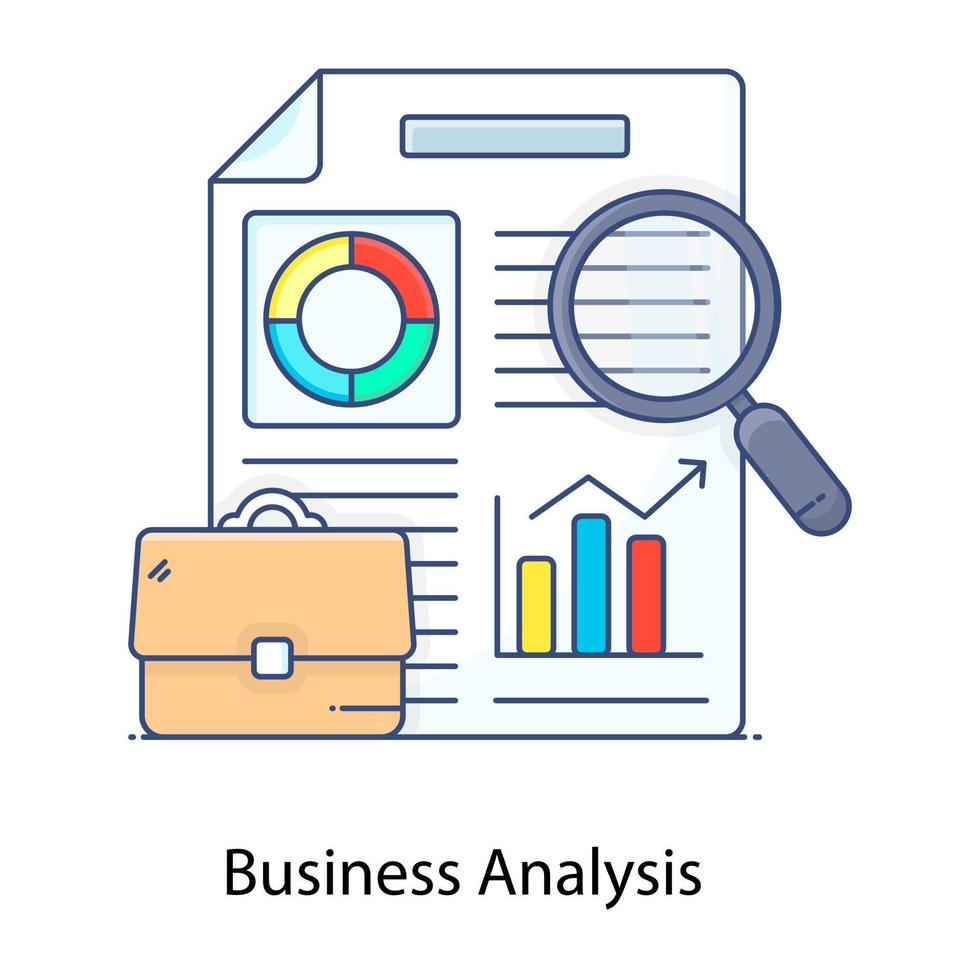 Data analysis flat outline vector denoting, data evaluating and searching