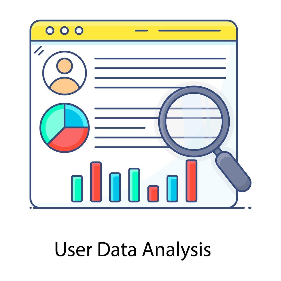 Data analysis flat outline vector denoting, data evaluating and ...