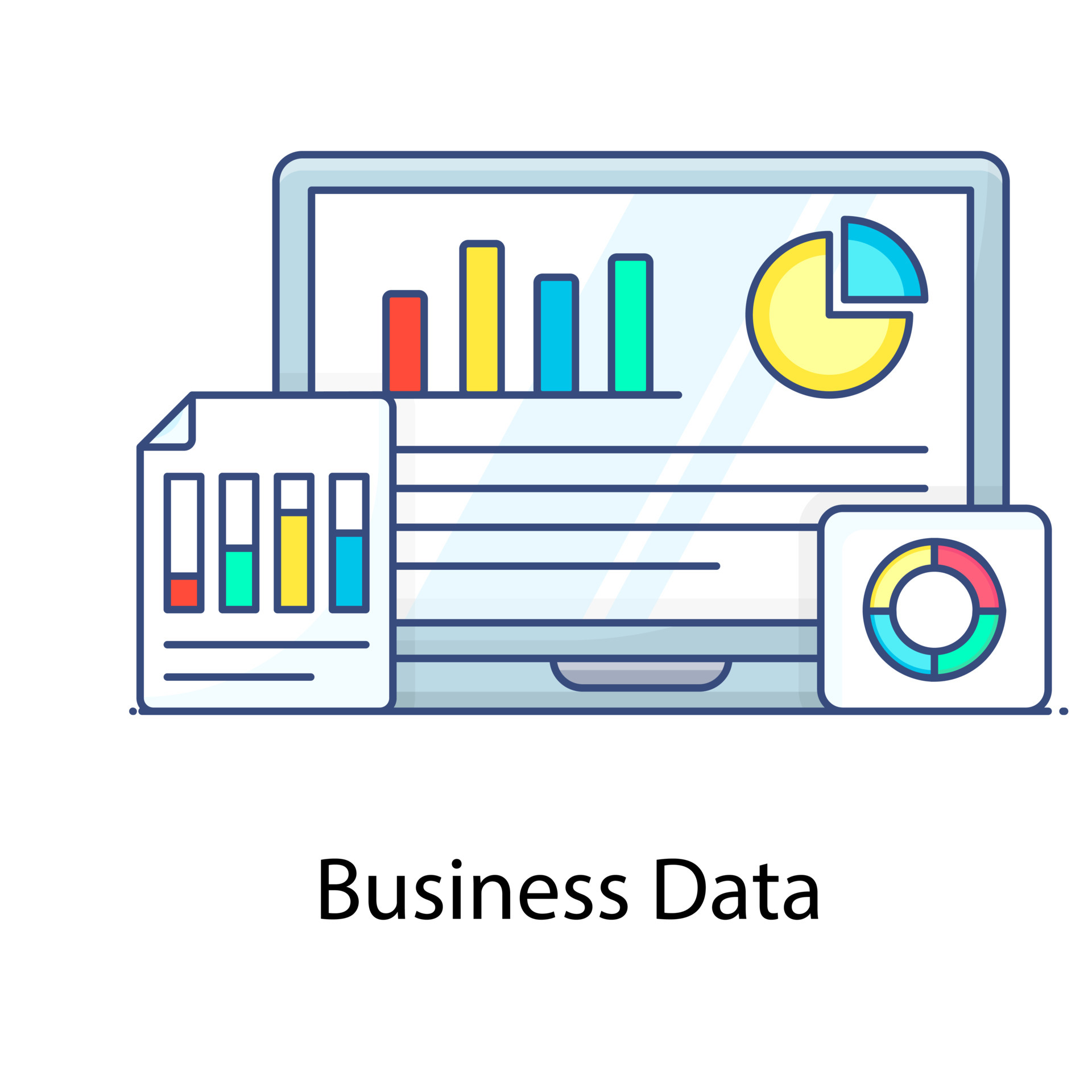Data analysis flat outline vector denoting, data evaluating and ...