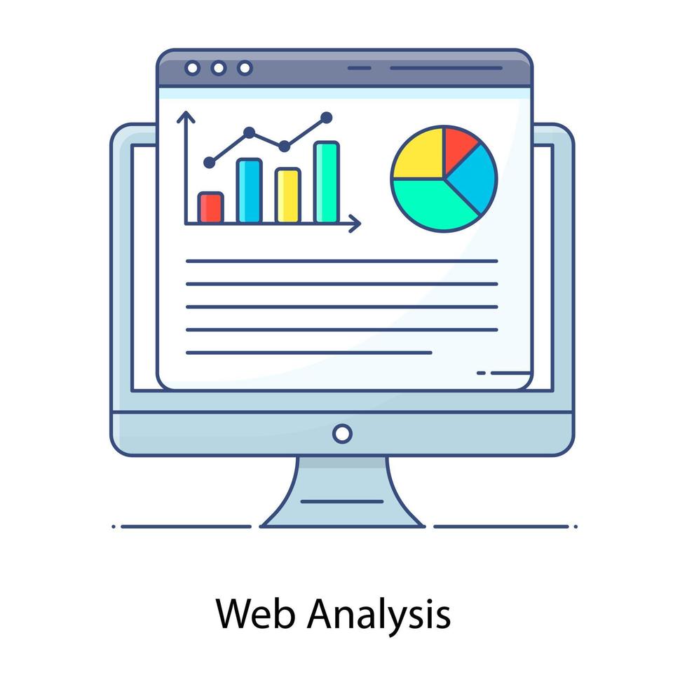 Collection of web data, flat outline vector of web analysis