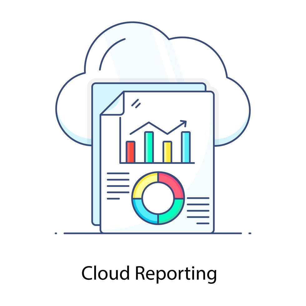 Flat outline vector of business report, activities and circumstances report