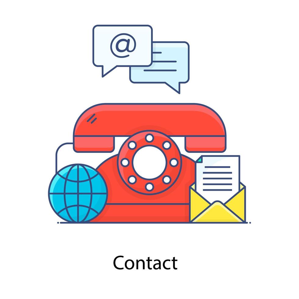 Telephone with speech bubbles depicting contact icon modern style vector