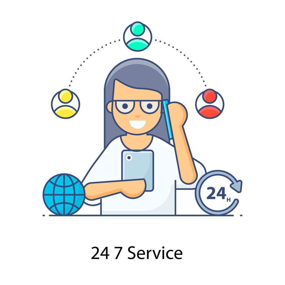 Trendy vector design of 24hr service icon