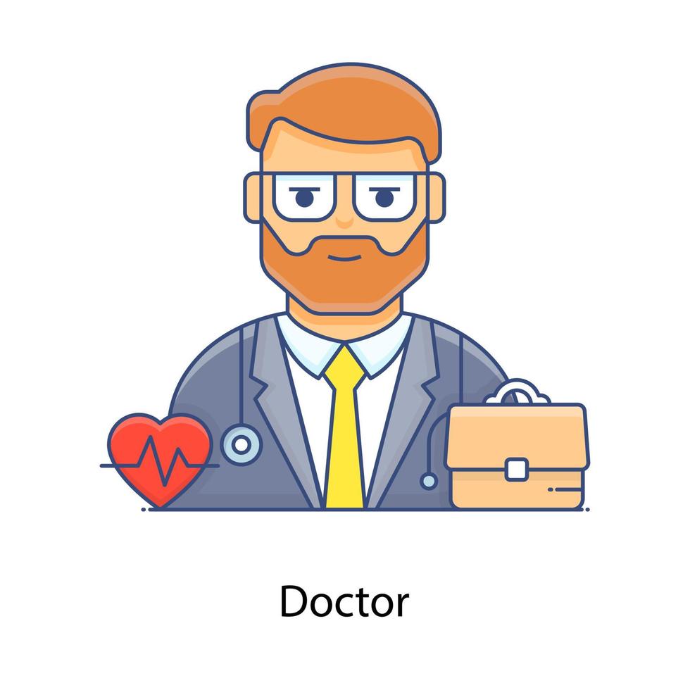 A professional avatar vector in flat style, doctor icon