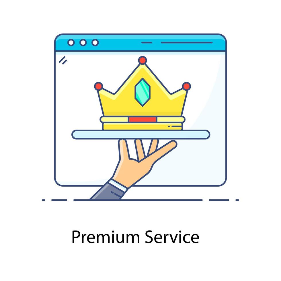 corona sosteniendo a mano con un icono de servicio premium vector