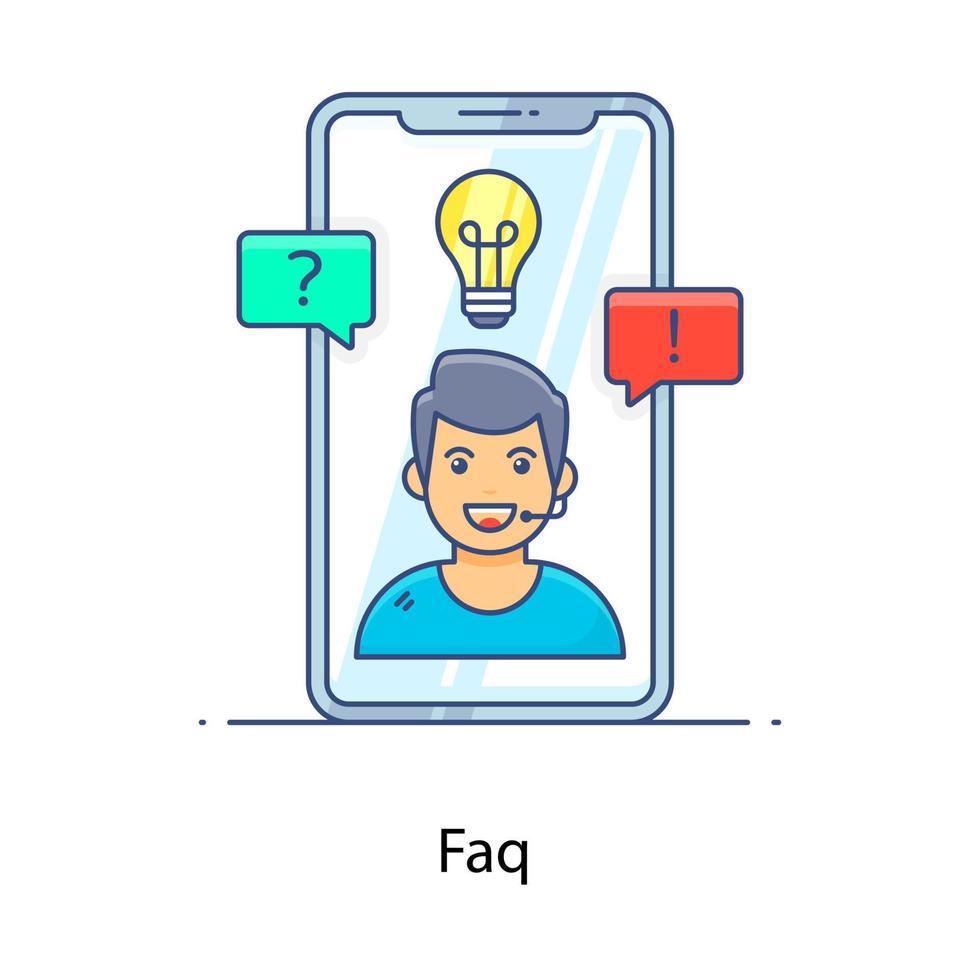 Faq icon style, help concept in flat style vector