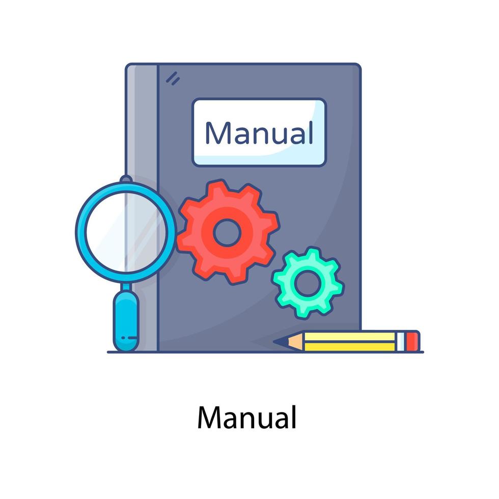 Gear on booklet showcasing manual book icon vector
