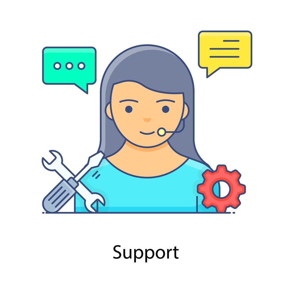 Female with technical tools denoting technical support icon vector