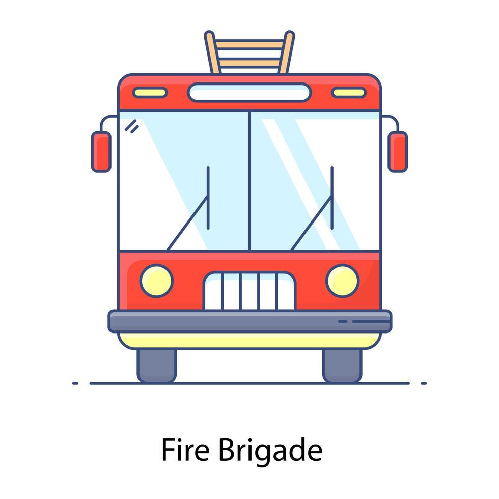 Fire brigade icon in flat editable design, a ladder truck vector